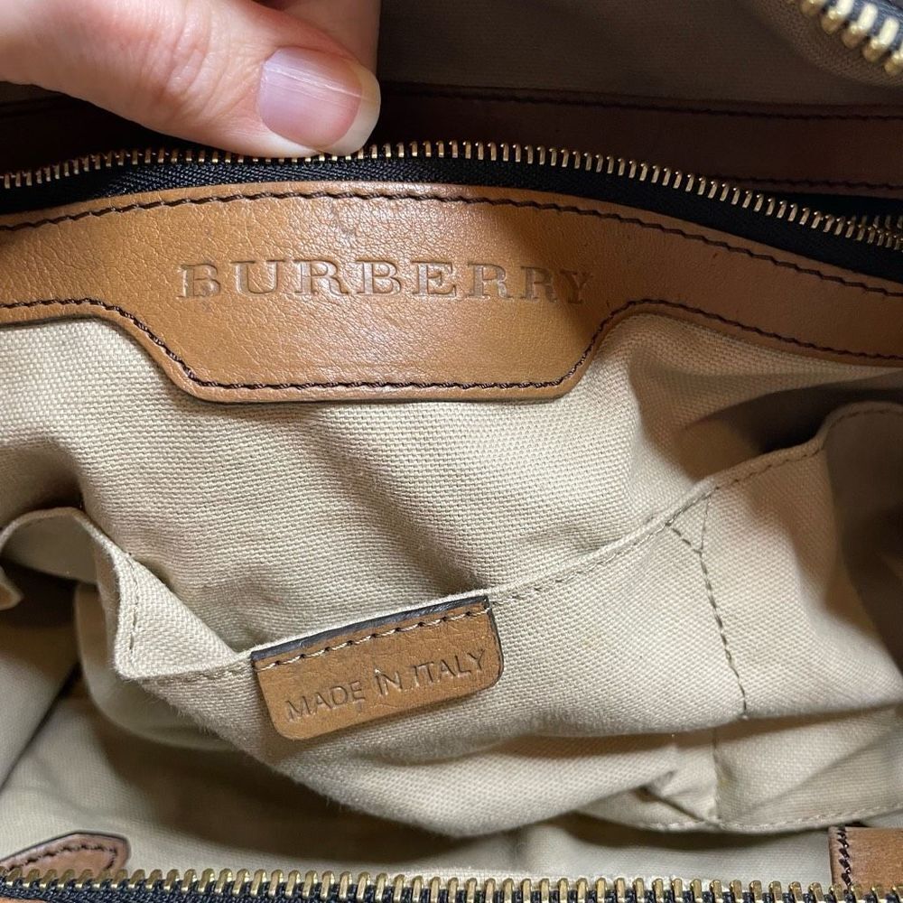 Burberry Nova Check Baby Bag Oversized Travel Duffle Purse Canvas Leather - Picture 8 of 16